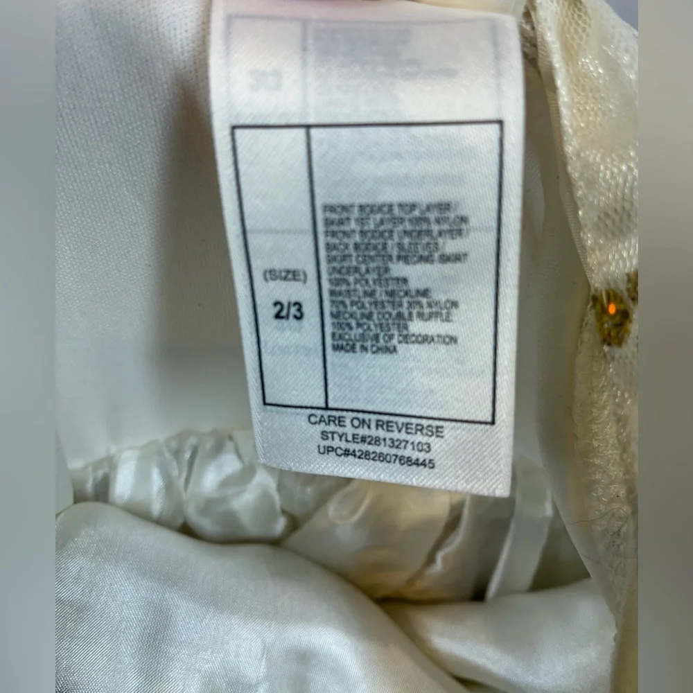 Disney Princess Rapunzel Wedding Dress Cream with Gold/Lavender Size 2/3